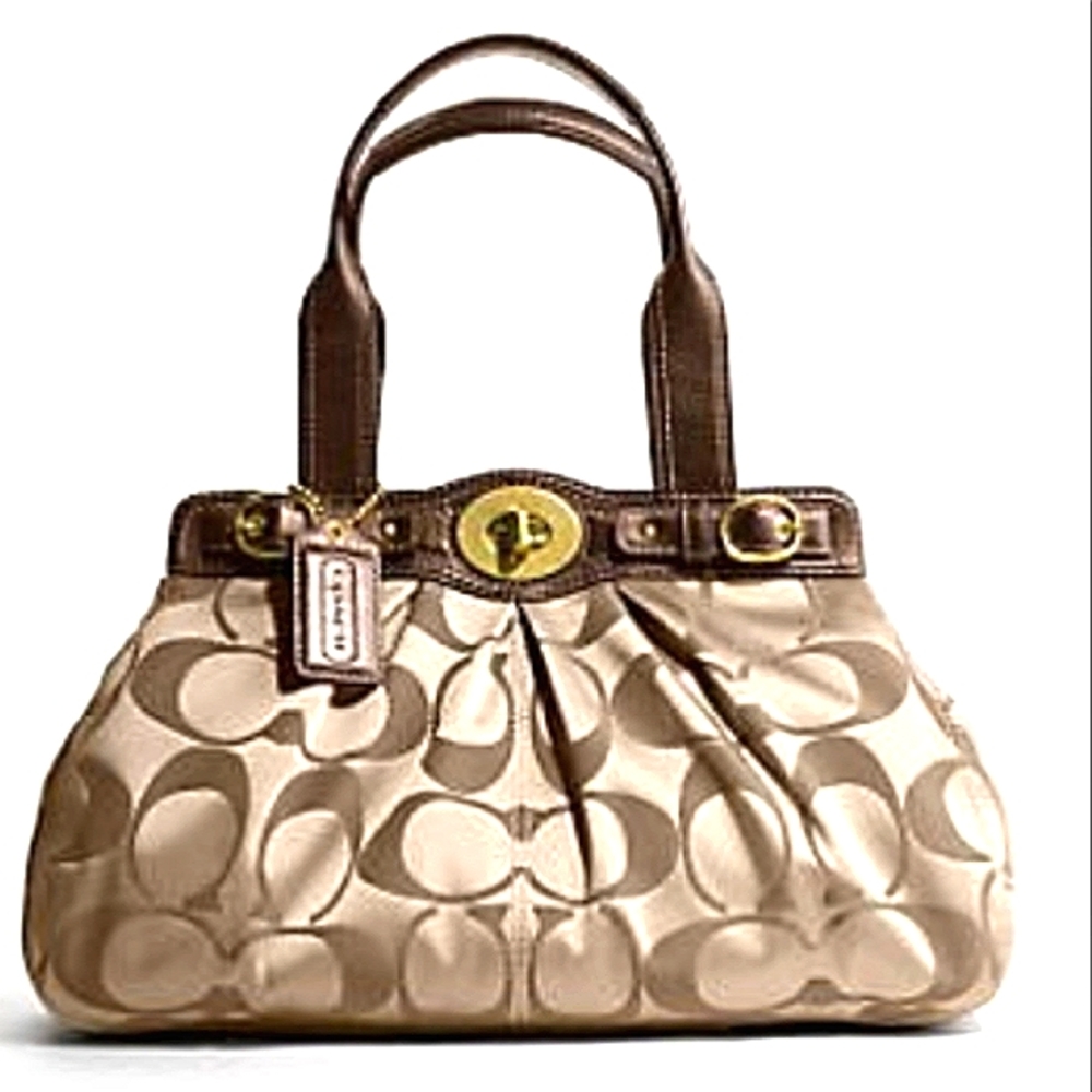 Must See☆Rare☆COACH "Garnet" Large Signature Pleated Sateen Satchel☆2009